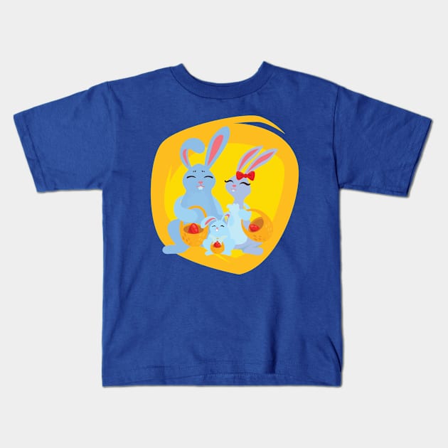 Bunny family holding baskets Kids T-Shirt by holidaystore